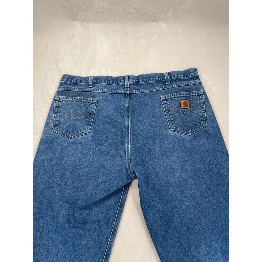 Carhartt Jeans Mens 46x30 B17 DST 100% Cotton Relaxed Fit Tapered Leg Denim Blue